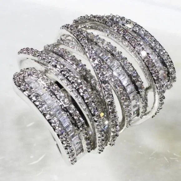 New “6.4 CT Sterling Silver Diamond Ring, beautiful Ring, shiny Ring. - Picture 3 of 5